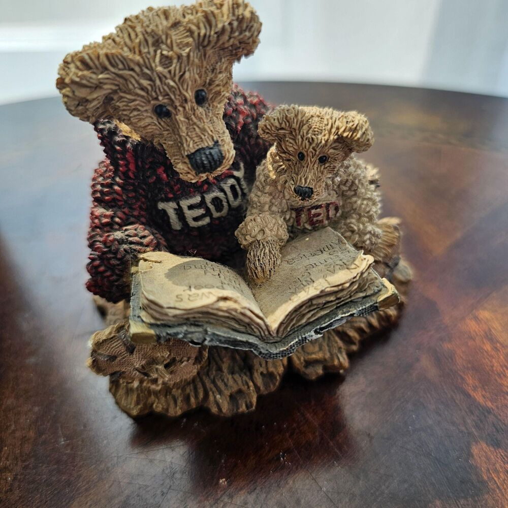 Vintage 1993 Boyds Bears Figurine Ted and Teddy Reading Book